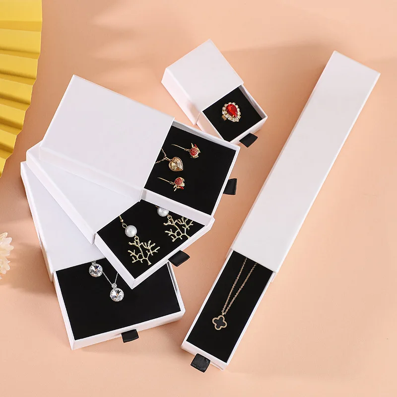 

5pcs Drawer Paper Jewelry Box For Earring Ring Pendant Bracelet Necklace Storage Display Case Portable Jewelry Packaging Box New