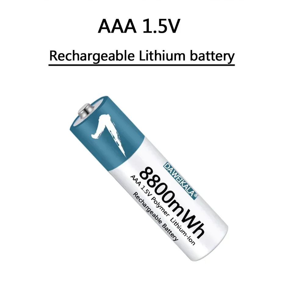 แบตเตอรี่ AAA 1.5V แบตเตอรี่ลิเธียมไอออนโพลิเมอร์แบบชาร์จไฟได้ 8800mWh แบตเตอรี่ AAA สําหรับรีโมทคอนโทรลเมาส์พัดลมขนาดเล็กไฟฟ้าของเล่น