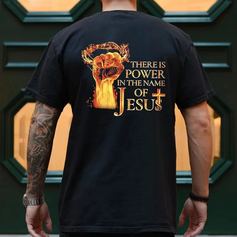 Men Tee Shirt Jesus Christ Back Printing T-Shirt Fashion Graphic Tops Gift for Christian Jesus Streetwear Oversized Y2k Clothing
