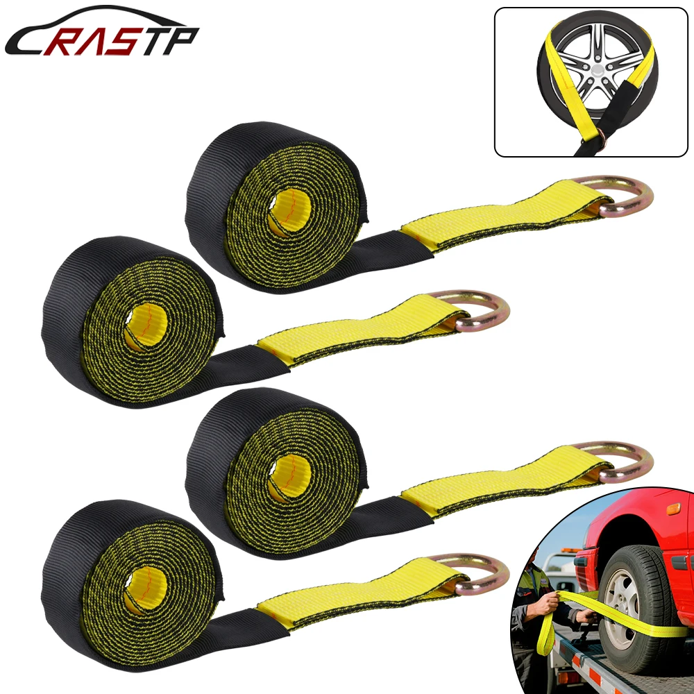 

RASTP-4 Pack 12ft Lasso Strap Tire Wheel Tie Down Flatbed Tow Truck Car Hauling Trailer BTD053