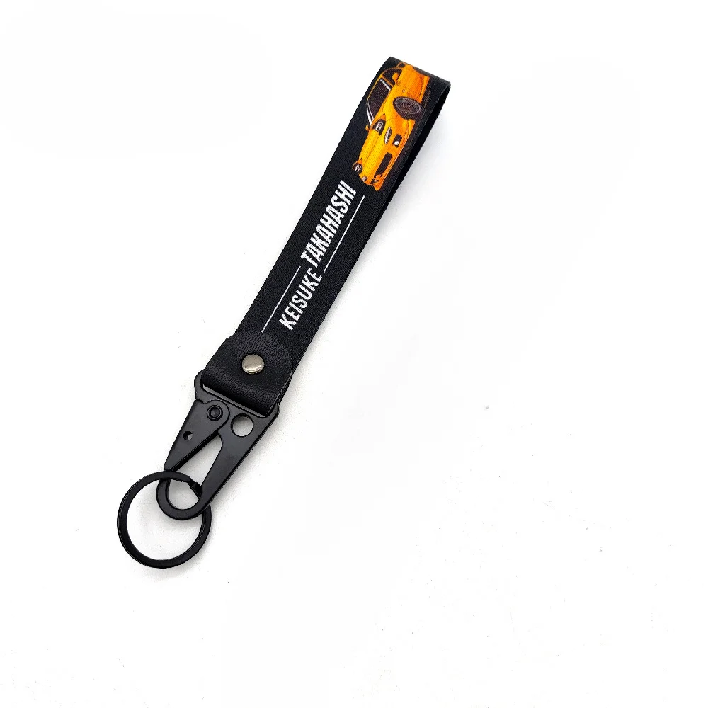Neueste jdm Stil Auto Schlüssel bund Nylon Initiale d Geschenk Lanyard Schlüssel ring Auto Schlüssel Stahl Feder clip Schlüssel Starp Schlüssel Anhänger