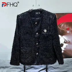 PFHQ Korean Niche Fashion Tassel Design Men's Jacket Autumn Winter Popular 2024 Long Sleeve Single Breast Male Tops 21Z6090