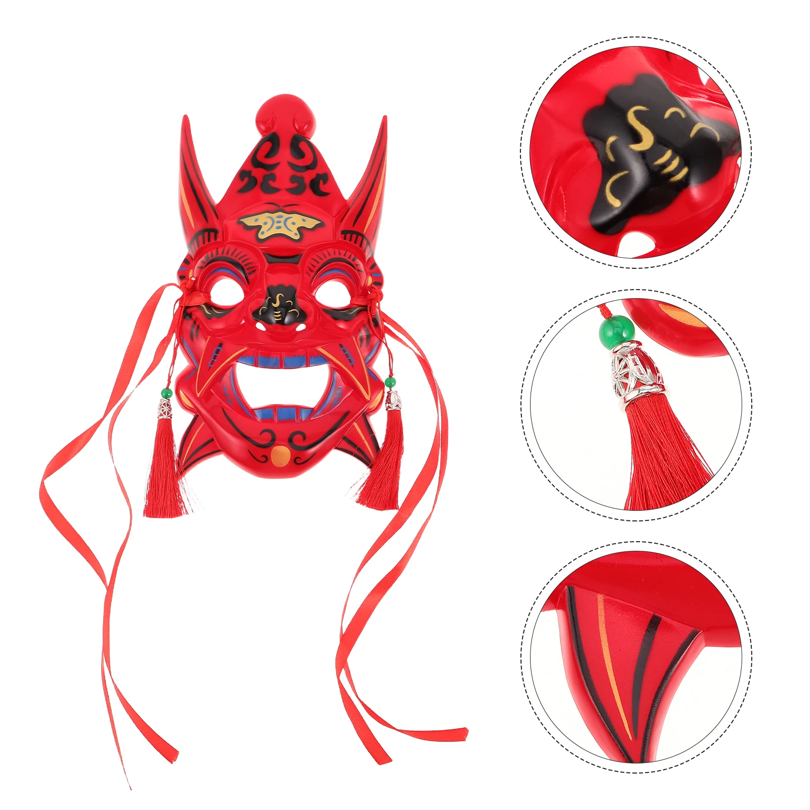 

Halloween Decor Painted Mask Carnival Mardi Gras Antique Opera Face Manual Japanese Demon Decoration Red Cosplay Masquerade