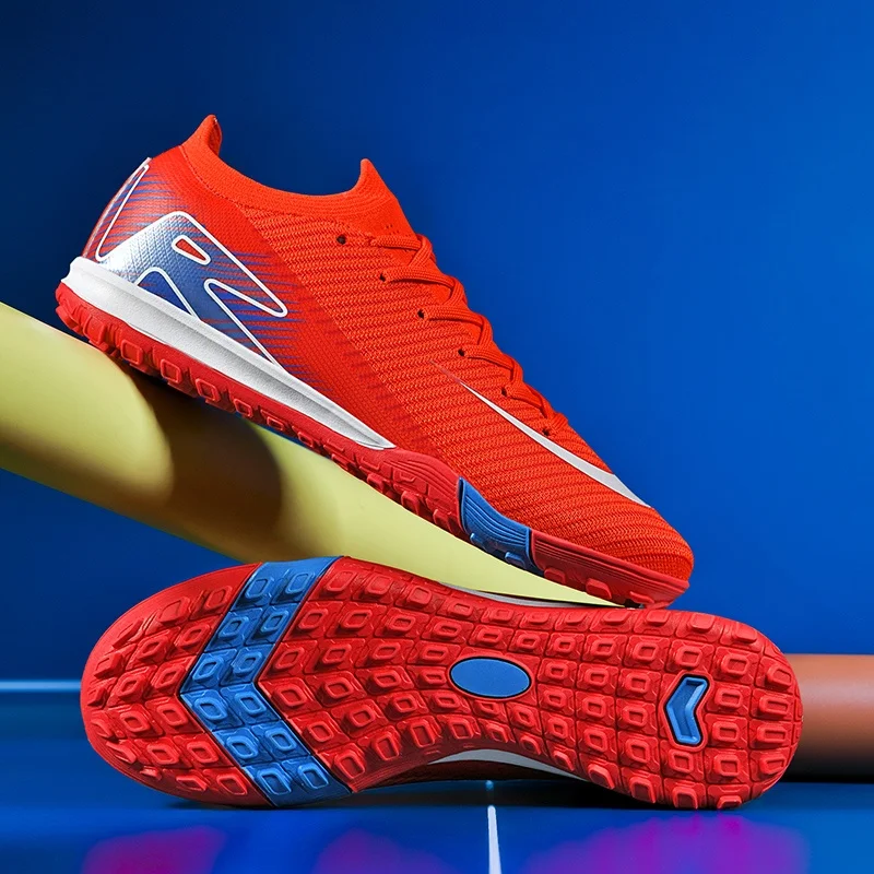 

New Men Soccer Shoes Boys Adult Training Sport Cleats Non Slip Football Boots Outdoor Long Spikes Breathable Match Comfortable