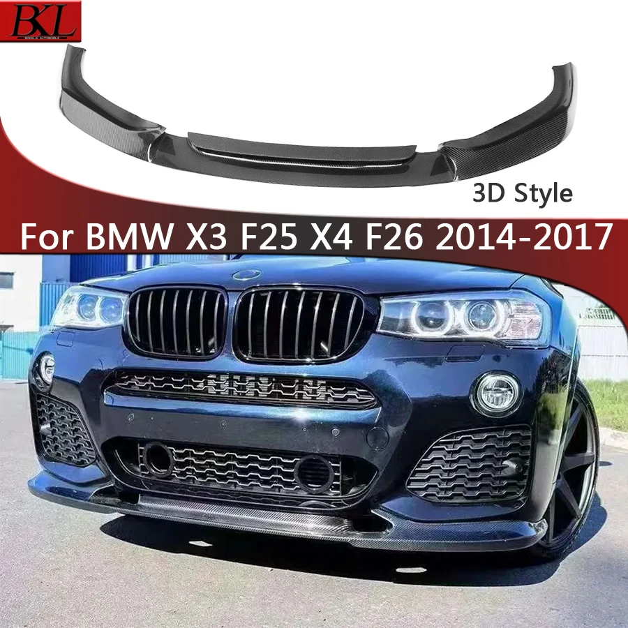 

For BMW X3 F25 X4 F26 2014-2017 Carbon Fiber Car Front Bumper Diverter Spoiler Diffuser Front lip chin body kit