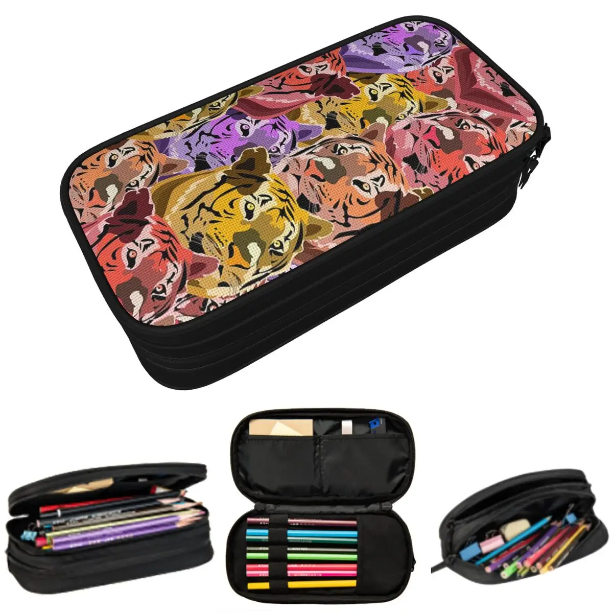 

Cartoon Bengal Tiger Pattern Pencil Case for Kids School Pen Box Pencil Bag Stationery Supplies Pen Holder Bag
