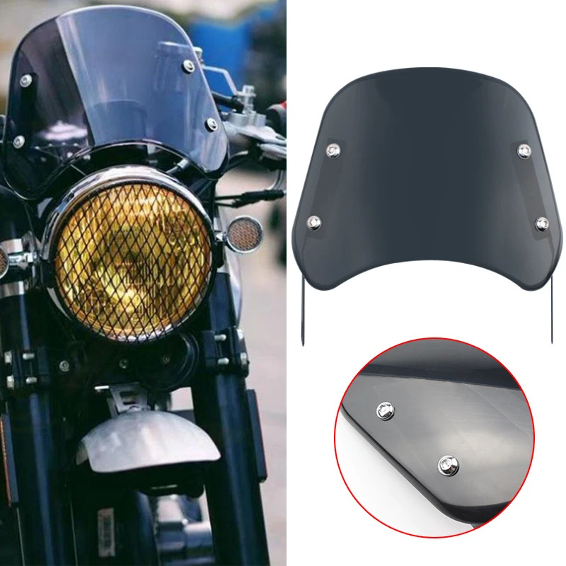 

Electric Vehicle Windshield Motorcycles Retro Headlight Windshields Retrofit Universal Windshield Black Motorcycle Accessories