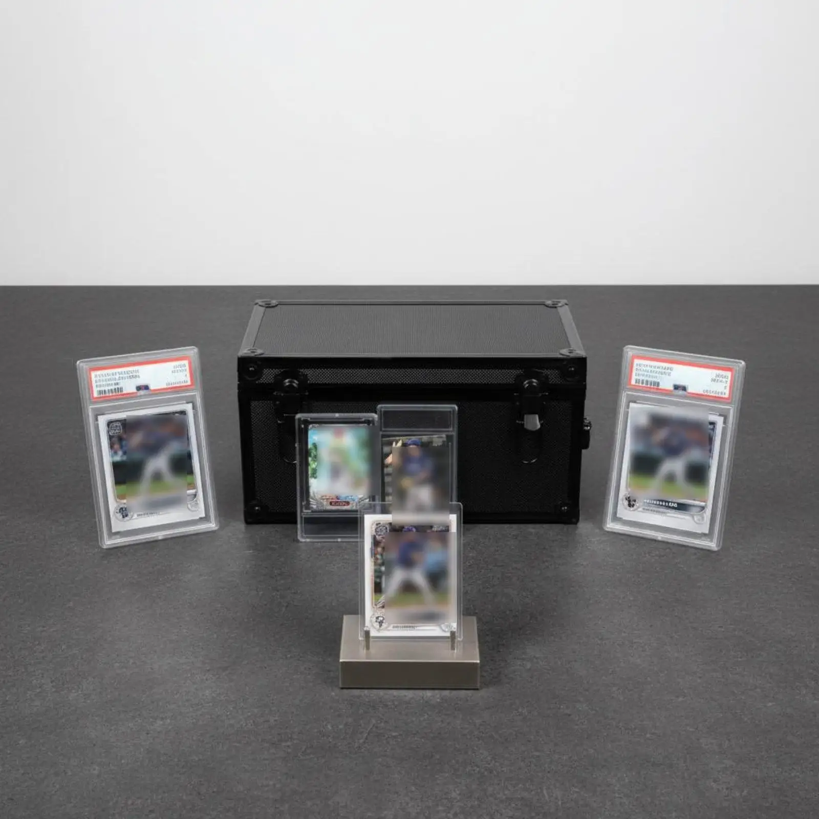 Double Row Trading Card Storage Box for Pokemon One Piece Sports Cards with Lockable Secure Aluminum Frame
