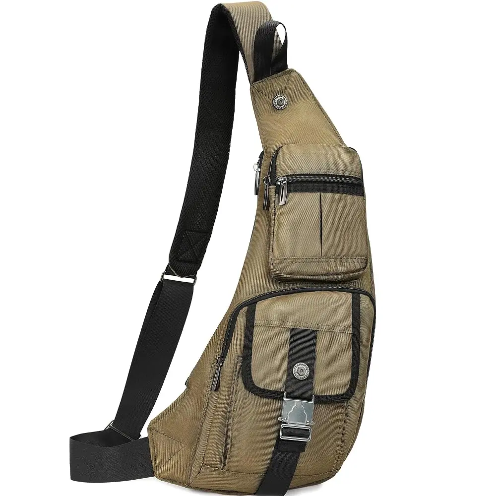 

Sling Bag Chest Shoulder Backpack Crossbody Bags Casual Daypack for Men Women (Army green-013)
