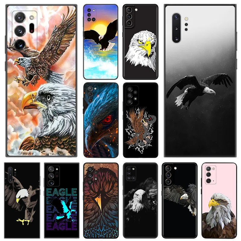 Phone Case for Samsung A35 5G A55 A02 A03 A04 A05 S8 S9 Note 10 Plus 9 8 A05S A04E Soaring Eagle Soft Black Silicone Cover