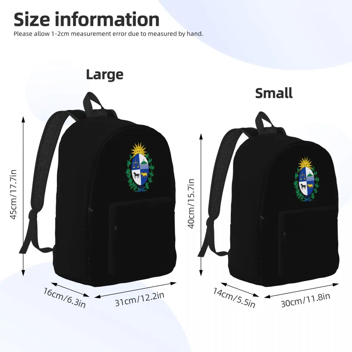 Mochila com brasão para homens e mulheres, bolsa de lona com bolso, para estudante, trabalho, laptop, computador