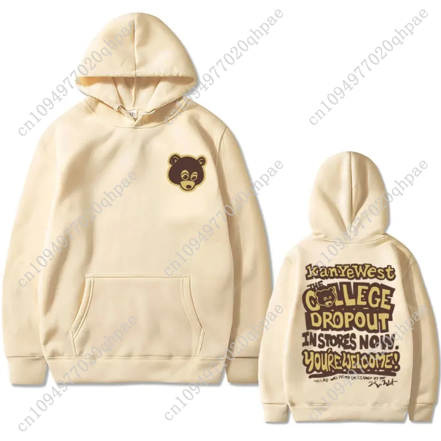 أفضل الشهيرة كاني ويست كلية التسرب الرسومات هوديي الرجال النساء الهيب هوب الراب خمر هوديس الذكور ملابس غير رسمية المتضخم