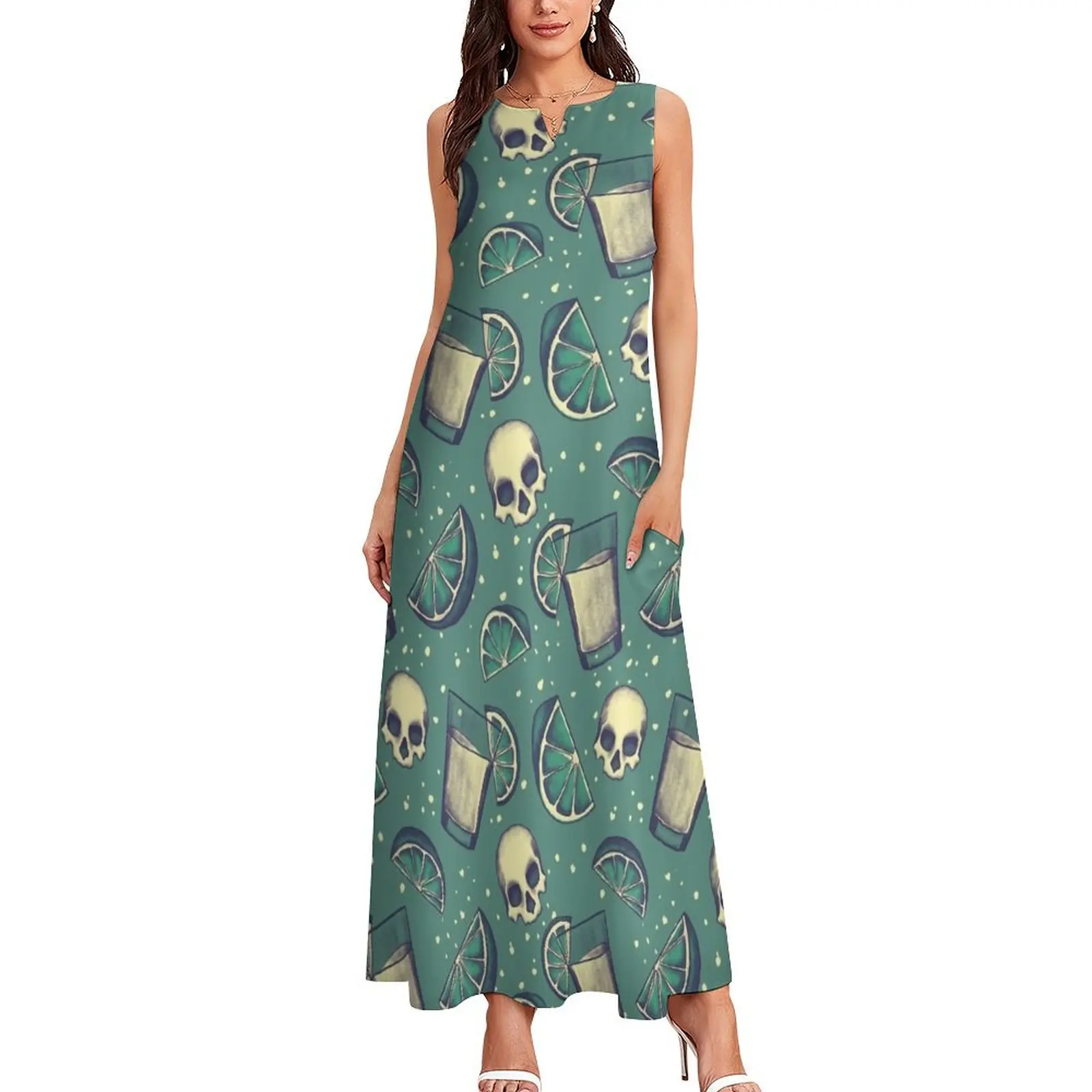 Tekillya! Tequila Skull Pattern Long Dress womens dress dress party evening elegant luxury celebrity