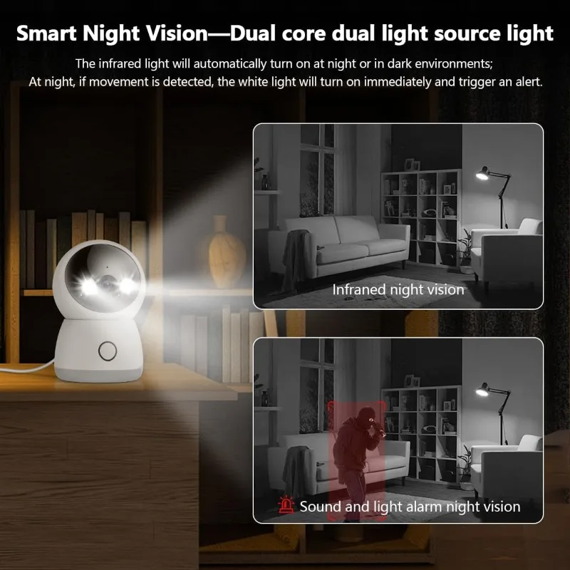 

Auto Tracking) 2.7K Dome Security Camera Smart Indoor Pet Monitoring Cam 2-Way Audio with Night Vision