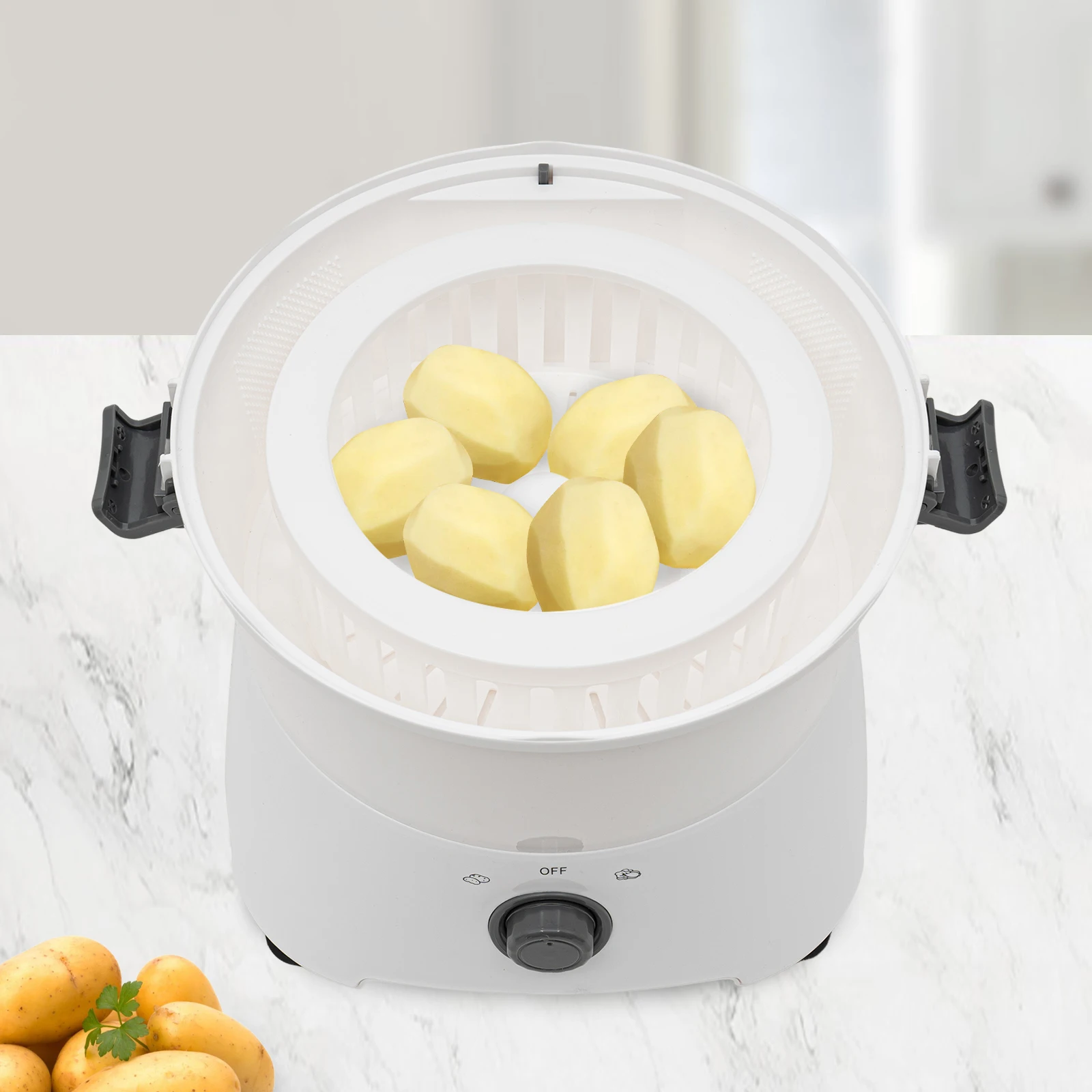 

85w Electric Potato Peeler One-button Drive Automatic Peeler Spinner with A Draining Basket for Kitchens, Restaurants, Hotels