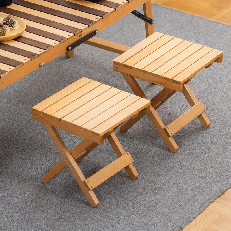 Outdoor Table and Chair Set Portable Beech Wood Folding Table Camping Picnic Table and Chair Set