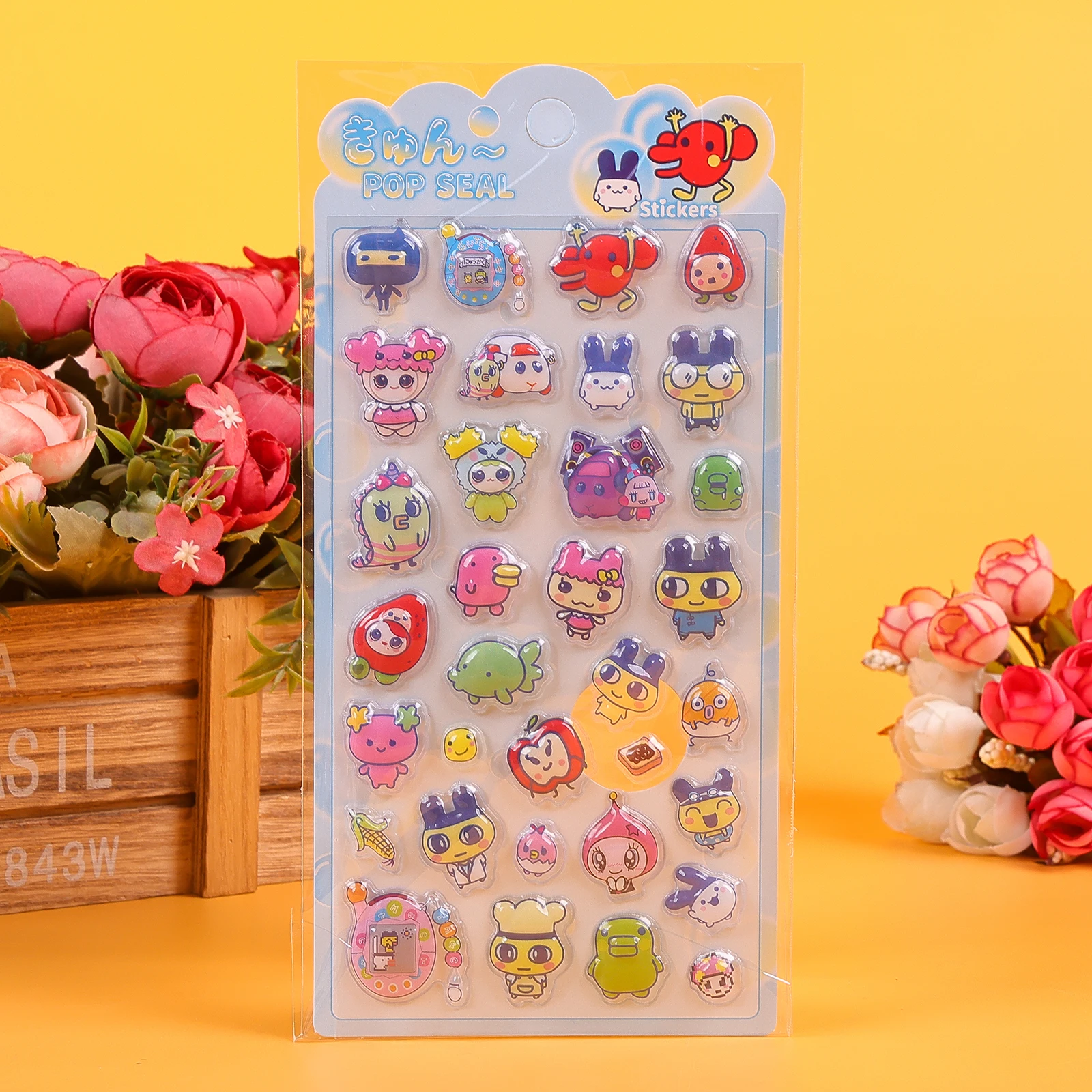 2026*Relief Niedliche Cartoon Tamagotchi Aufkleber Kawaii Bubble Sticker für Handnotizbücher Dekoration Spielzeug
