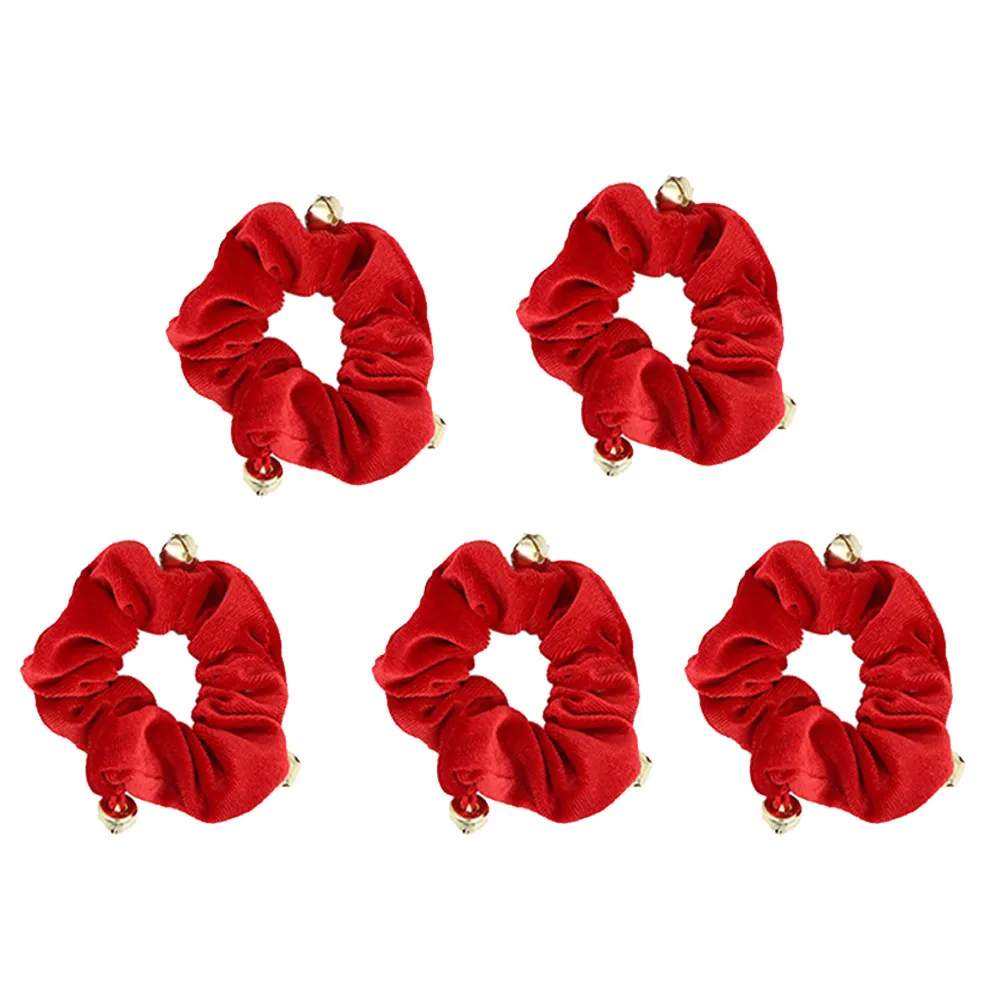 5Pcs Christmas Hair Bands Sequins Ponytail Holders Elastic Hair Ropes Red Paillette Headress for Girls Women Festive Accessory