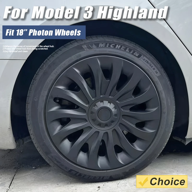 

4PCS Wheel Cover Car for Tesla Model 3 Highland 18 Inch Performance Full Rim HubCap 2024 2025 Accessories Tire Cover Wheel Parts