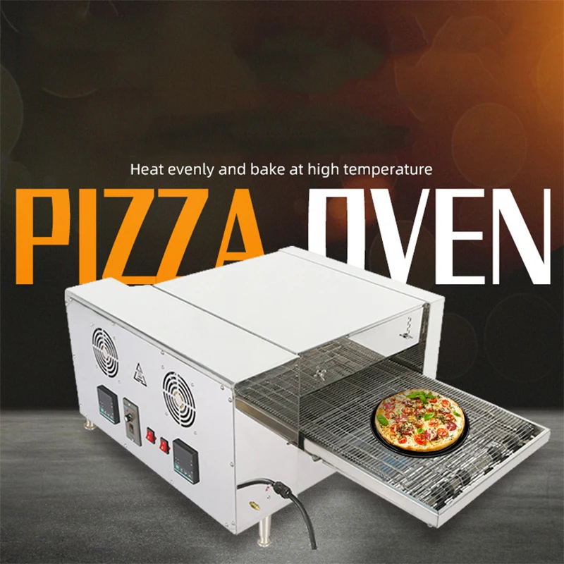 NP-10อบพิซซ่าแบบอัตโนมัติแสดงผลแบบดิจิตอลเตาอบพิซซ่าแบบโซ่เตาอบเชิงพาณิชย์