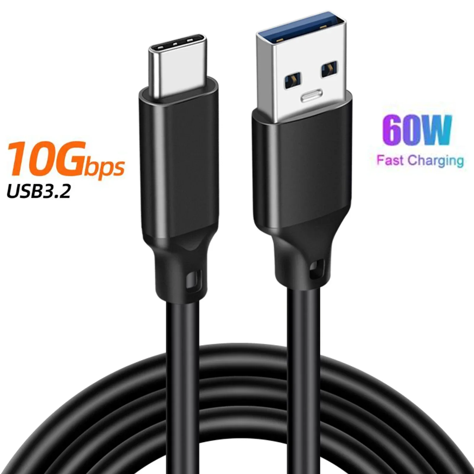 USB A 3 2 Gen2 Type C 10Gbps Cable for SSD Hard Disk Data Cable USB C 3.2 Charger Cord 60W 3A Fast Charging Short 0.2m 0.3m 0.5m