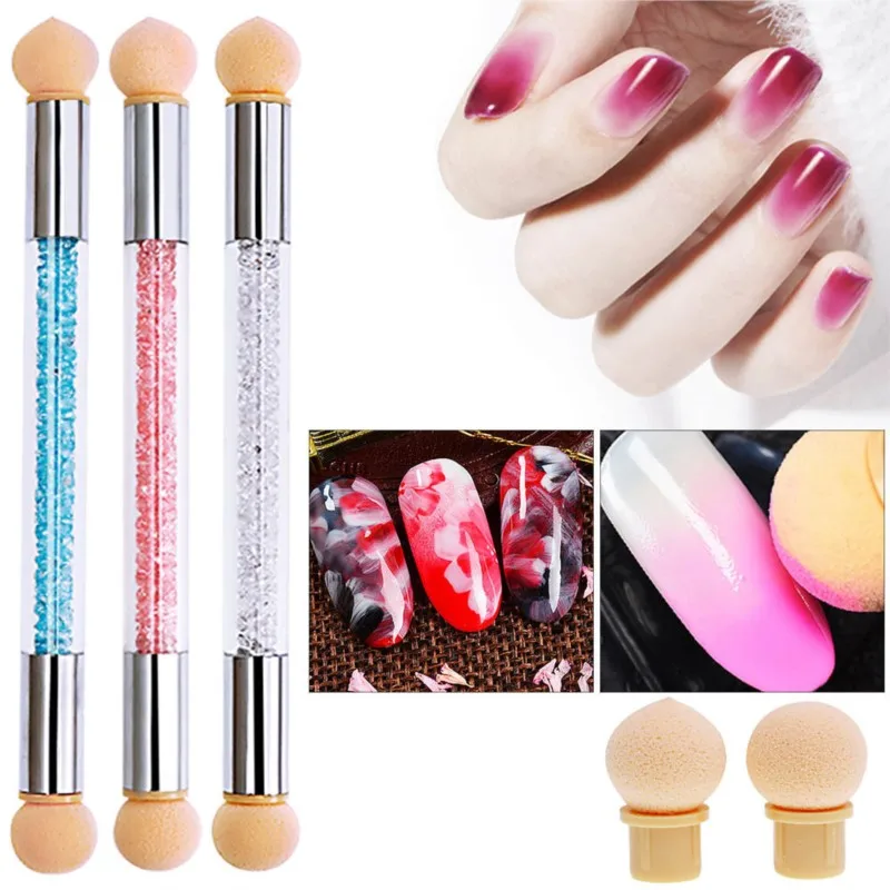 Têtes de resubdivision en éponge douce pour brosse à ongles, outils de pointage de poudre scintillante, brosse de remplacement pour document nickel é, vernis gel, nail art