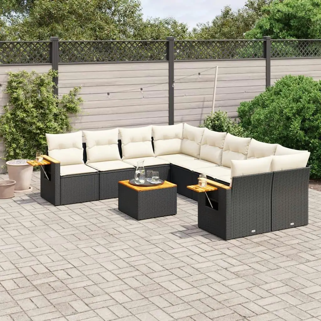 

Luxurious Black PE Rattan 9 Piece Modular Garden Sofa Set Comfortable Outdoor Furniture Stylish Patio Lounge Set