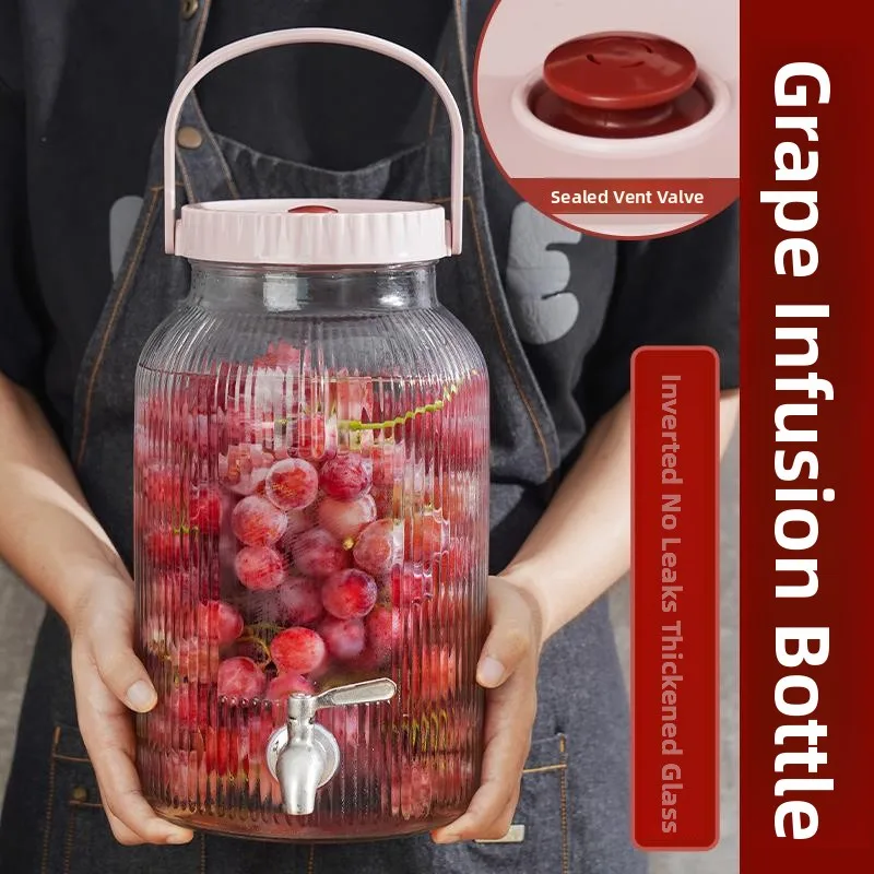 

Стеклянная бутылка для вина и хранения, круглая емкость для ферментации сливового вина, кухонный контейнер для хранения