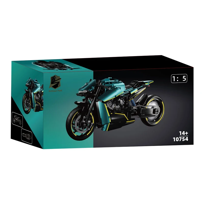 IN MAGAZZINO 10754 MOC Tecnico 1:5 Moto Auto Sportiva Building Blocks Mattoni Modello di Montaggio Giocattoli Per Bambini Set Regalo Di Natale