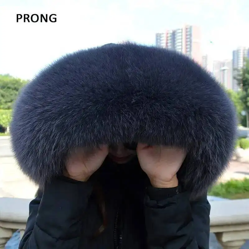 100% Real Fox Fur Collar Winter Down Coat Jacket Hood Decoration Fur Collar Women Warm Luxury Collar Scarves