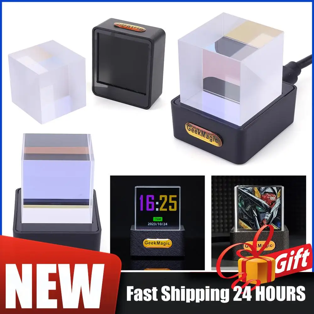 

WiFi Smart Weather Station Crystal Cube Clock GIF Animations Photo Display for Home Office Decor with GIF Animations Album