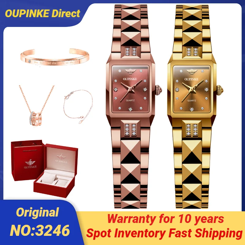 OUPINKE-Reloj de pulsera automático para hombre y mujer, accesorio de lujo con movimiento japonés, correa de acero de tungsteno y Diamante elegante,