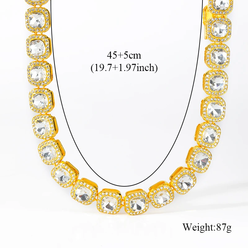 EILIECK Hochwertige Funkelnde Zirkon-Halskette, Dickere Metall-Kubanische Kette, Statement-Halskette, Hip-Hop-Punk-Schmuck, Geschenk – Detail 6