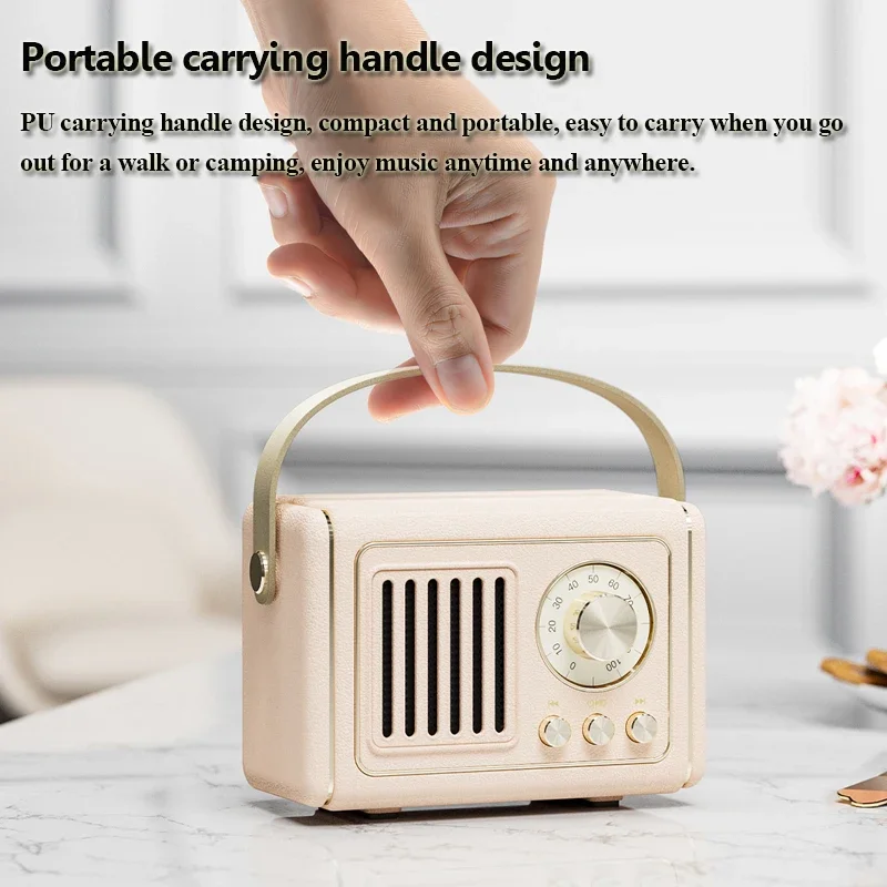 Mini altoparlante Bluetooth retrò portatile Hifi Sound Music Box lettore musicale MP3 Wireless con supporto per microfono scheda TF USB AUX Pla