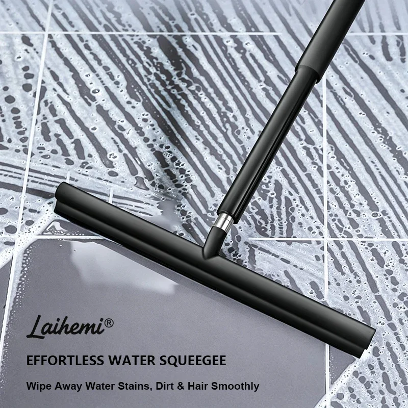 Telescopic Long Handle Window Squeegee, Streak Free Silicone Glass Cleaner No Bend Multi-Use for Home Car Bathroom Floor