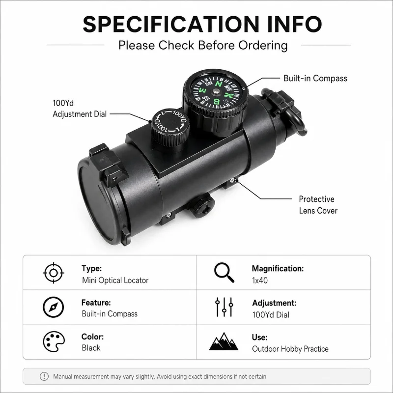 Outdoor Hobby Activity Mod Parts 1X40RD Optical Lens Module Outside Mount Navigation Compass Flip Lens Cover