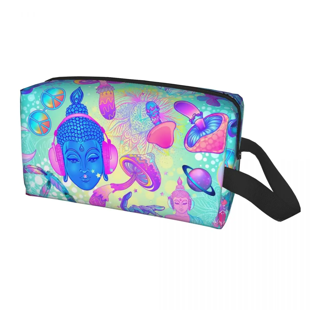 Travel Psychedelic Magic Mushrooms Toiletry Bag Cute Trippy Pattern Cosmetic Makeup Organizer Women Beauty Storage Dopp Kit Case