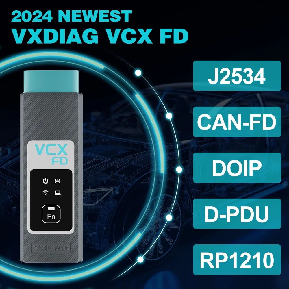 VXDIAG VCX FD 2 in 1 for GM for Ford Car ODB2 Diagnostic Tool with CAN FD DoIP All System Diagnosis ECU Coding J2534 Programming