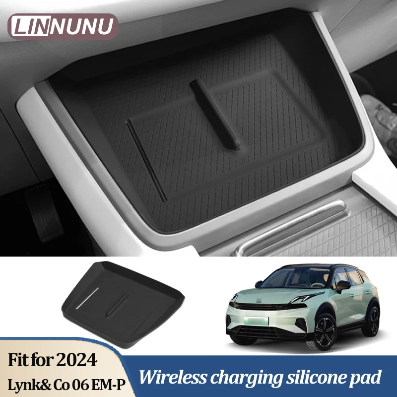 

Силиконовый нескользящий коврик Linnunu, подходит для Lynk & Co 06 Bm-P 2024, центральное управление, беспроводная зарядная панель, пыленепроницаемый коврик для хранения, аксессуары для салона автомобиля, защитный коврик