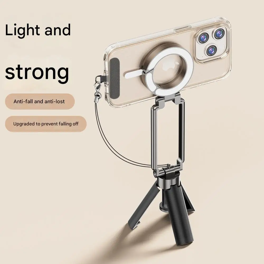 

Foldable Magnetic Phone Holder Stand with Carabiner Portable Tripod for iPhone Android Hands-Free Adjustable for Car Airplane