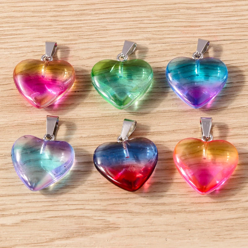 5pcs 20x30mm Mix Cute Colorful Love Heart Charms Pendants for Jewelry Making Women Fashion Earrings Necklace DIY Crafts Supplies