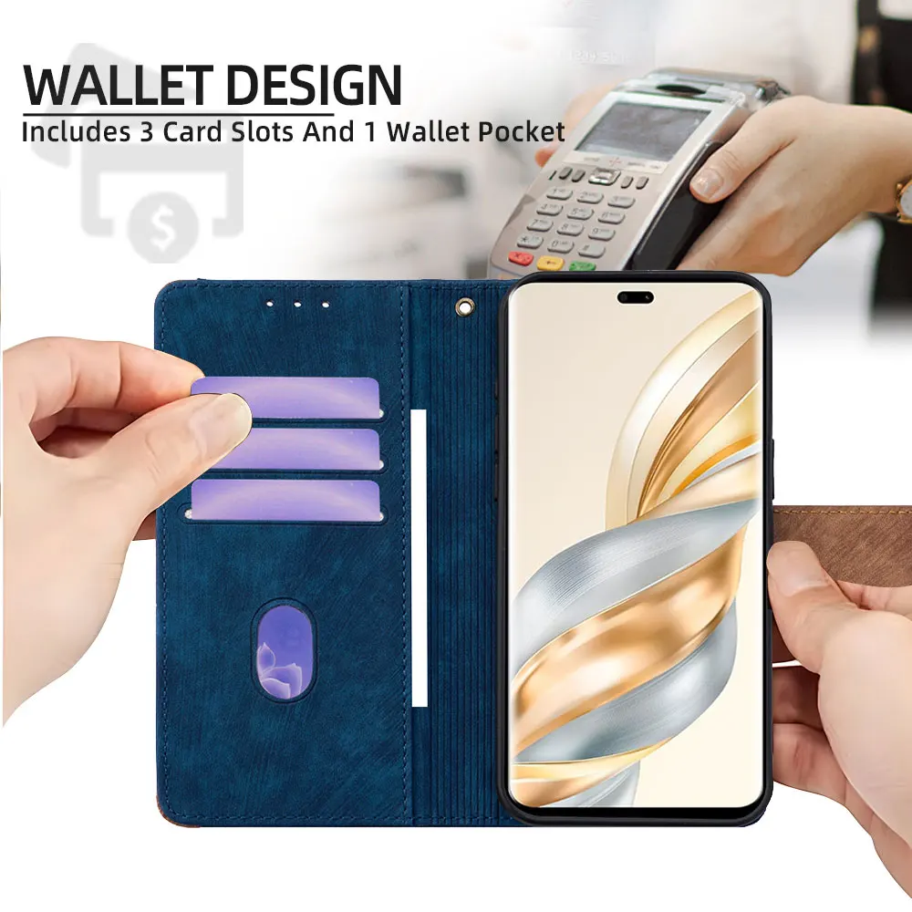 Wallet RFID Blocking Business Flip Leather Case for Honor X9A X9B X9C X8A X8B X7A X7B X7C Shockproof Cover Color Collision Case view 3