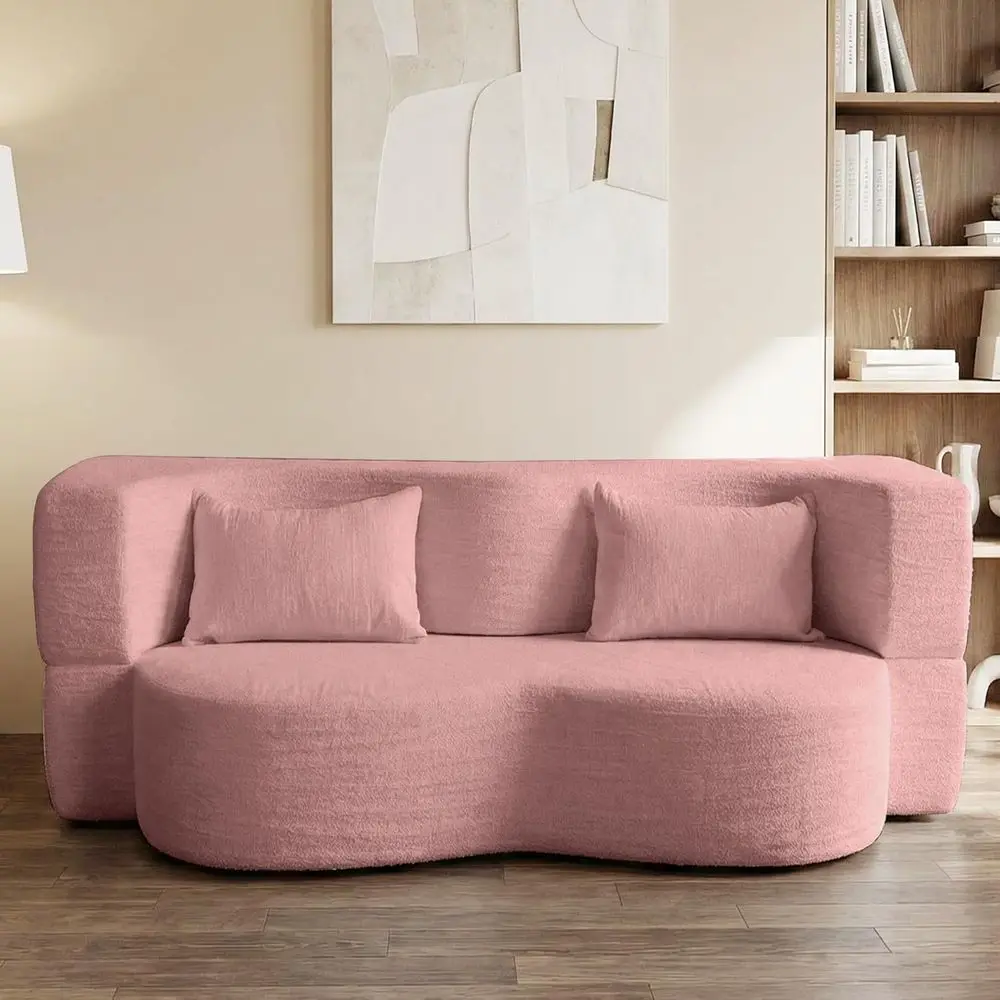 

2-in-1 Convertible Soa,78 Inch Pull Out Soa olding Soa Bed with 2 Pilow Lazy Soa, Teddy Loveseat Sleeper loor Soa or Aparent Chi
