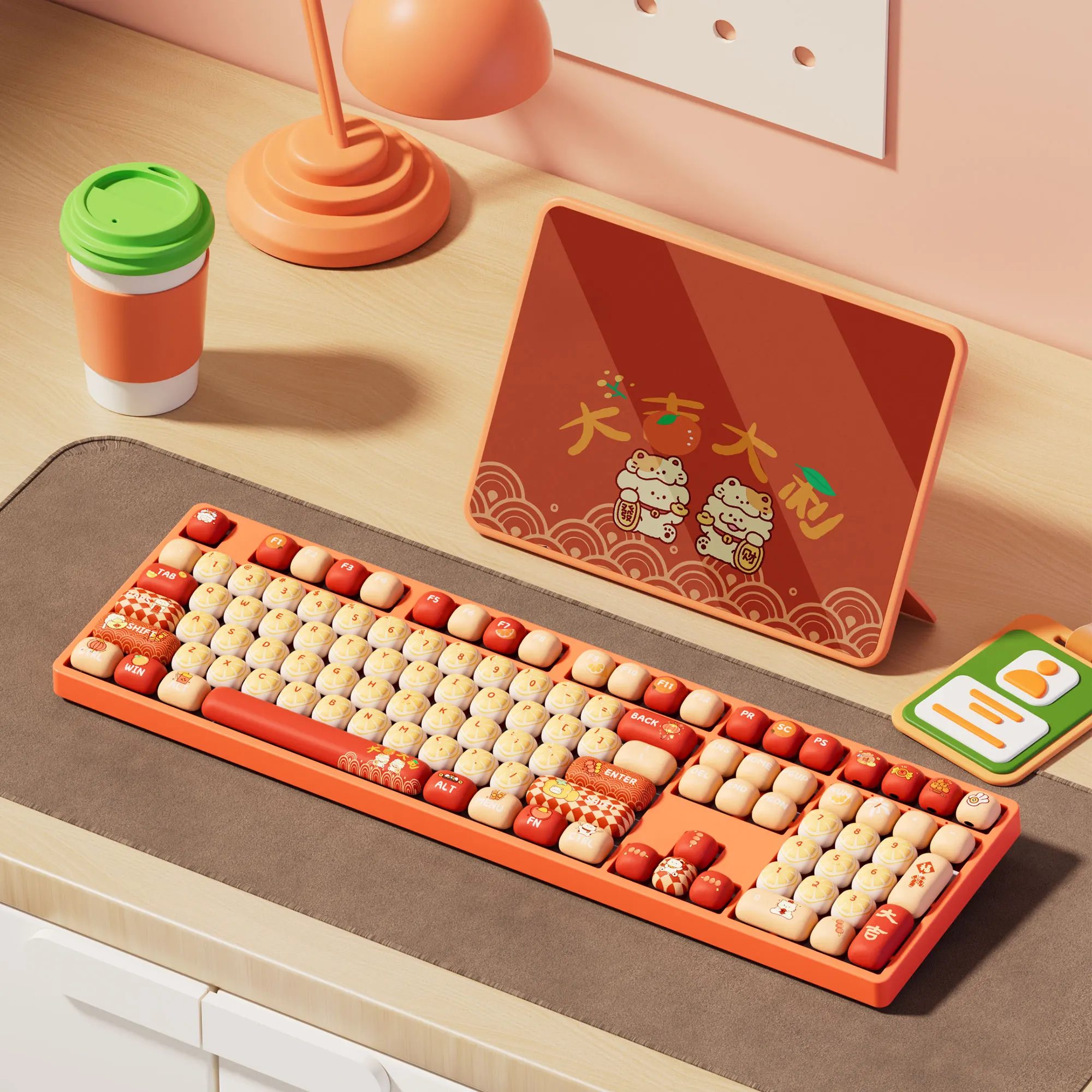 

Akko MOG Profile Lucky Tangerine Keycap Set 137 Keys PBT Dye-sublimation Keycaps for Cherry MX Switches Mechanical Keyboard DIY