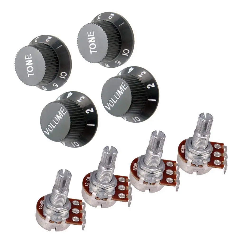 Control Knobs Rotary Potentiometer Volume Tone Knob Silver Black Set for Home Appliance and Guitar Components