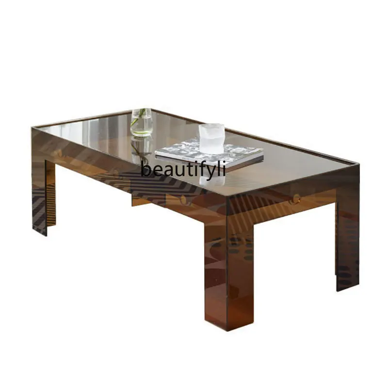 

yj Modern Minimalist Acrylic Tea Table Sofa Side Table Table Household Light Luxury Square Tea Table