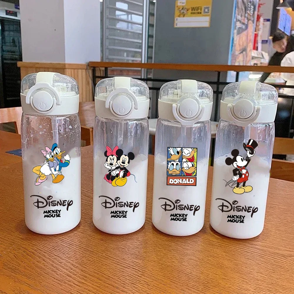 400/600ML Disney Mickey Mouse słomkowa plastikowa butelka na wodę przenośna przezroczysta duża pojemność kubek na wodę pitną dla dzieci kaczor Donald