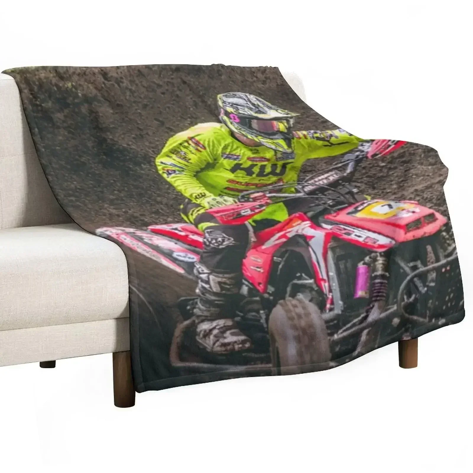 ATV Red Quad in the Mud! 4 Wheel Racing! Throw Blanket Beach Picnic Soft Plush Plaid Multi-Purpose Hairys halloween Blankets