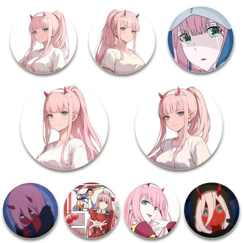 

32/44/58mm Anime Darling in The FranXX Brooch Cartoon Character 02 Badge Snap Button Pins for Backpack Accessories Gifts