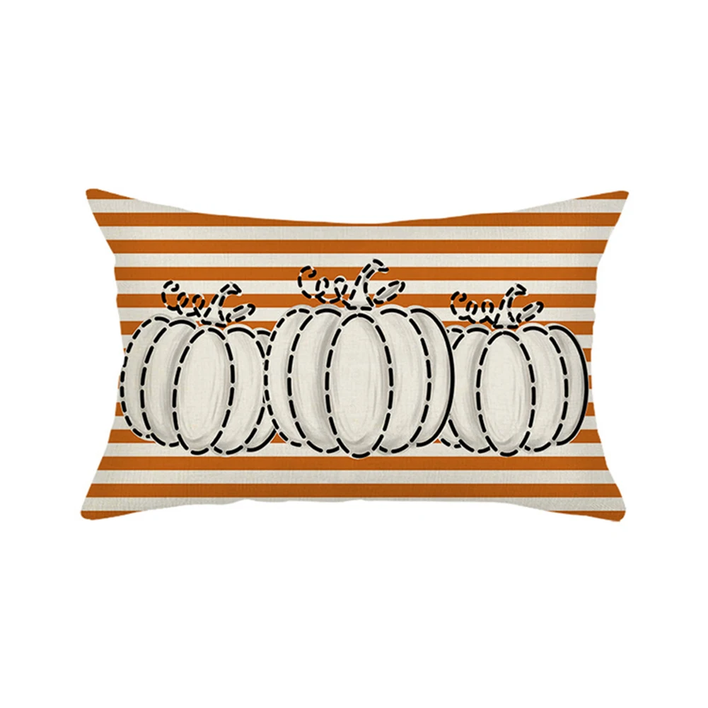 Juste de coussin rectangulaire en lin pour la maison, housses de coussin d'Halloween, chauves-souris, fantôme, crâne, Aliments, canapé, chaise, 30x50cm